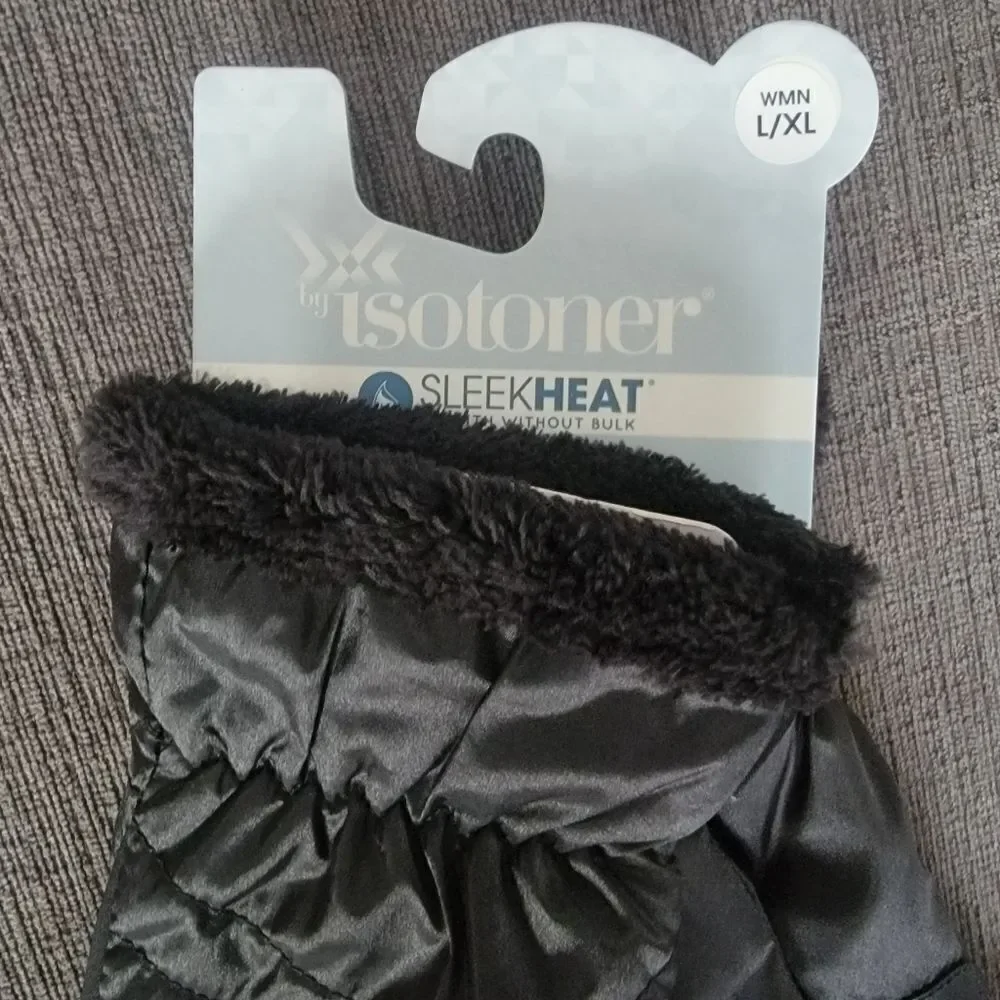 Isotoner SleekHeat Quilted pattern Gloves smarTouch® technology plush li… - Picture 6 of 12
